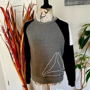 🤍NWOT Block-Tri fleece lined Color Crew winter cozy gray tee long sleeve jersey